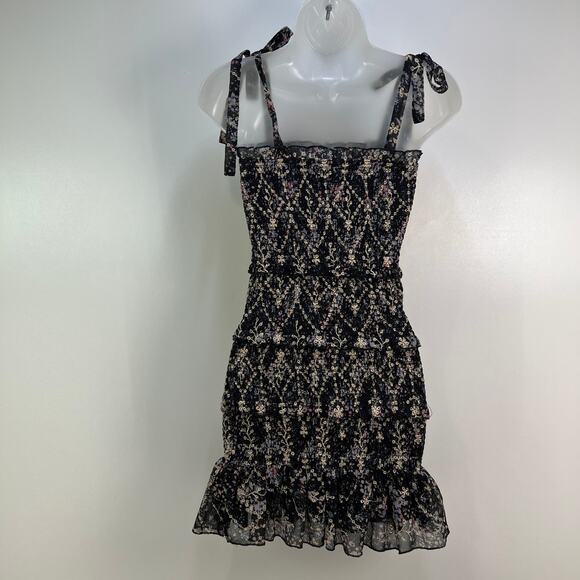 Katie J NYC Tween Evan Smocked Dress Black Floral - Picture 7 of 7